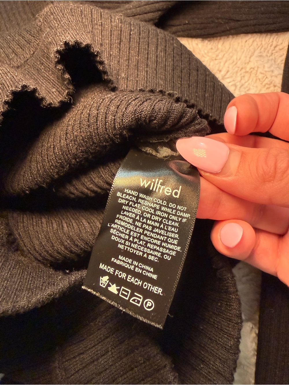 Aritzia Wilfred Black Ribbed Wrap Sweater Top Size M - Picture 6 of 10